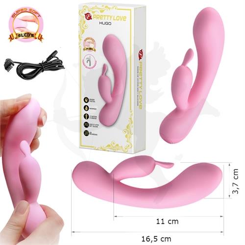 Vibrador de textura suave con masajeador de clitoris y carga USB